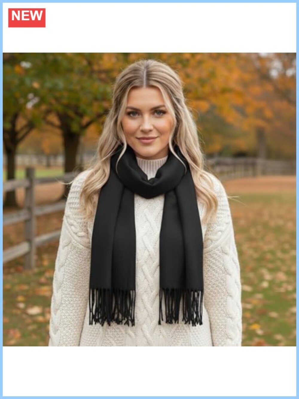 Long Scarf Wrap Solid Color Neck Scarf with Fringe Casual Travel Accessory